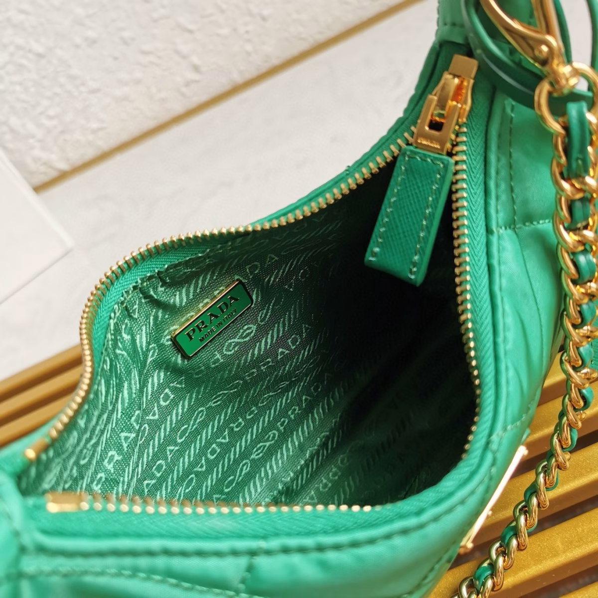 Prada Re-Edition 1995 Chaine Mini Bag in Green Re-Nylon - Image 5