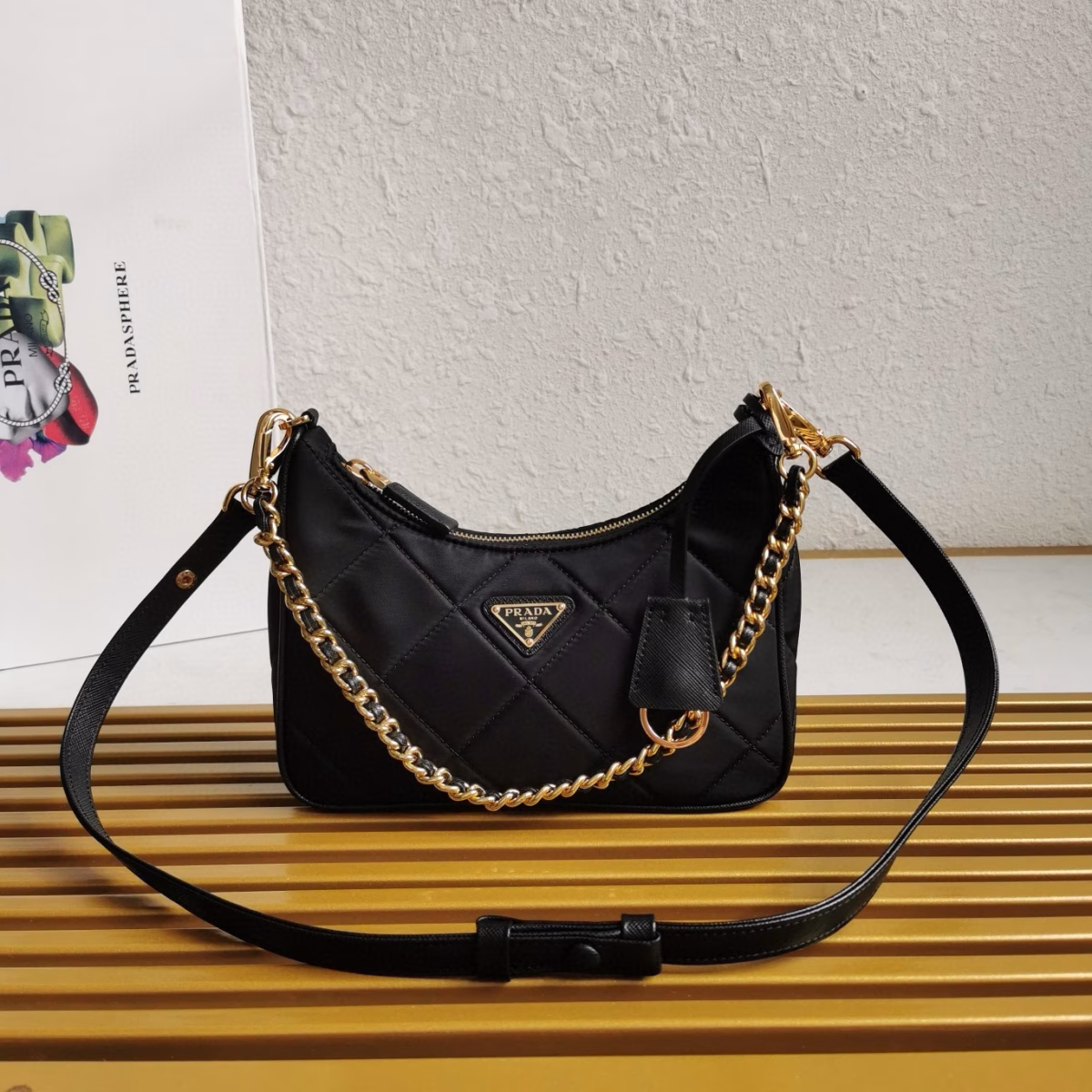 Prada Re-Edition 1995 Chaine Mini Bag in Black Re-Nylon - Image 4
