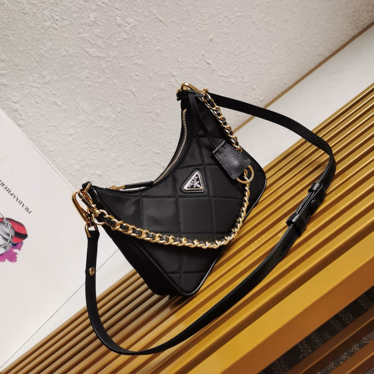 Prada Re-Edition 1995 Chaine Mini Bag in Black Re-Nylon - Image 10
