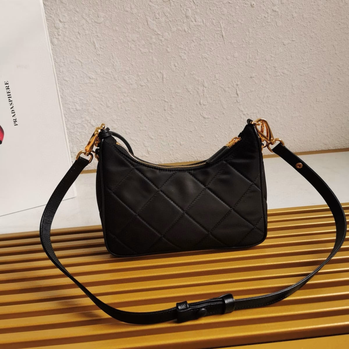 Prada Re-Edition 1995 Chaine Mini Bag in Black Re-Nylon - Image 2