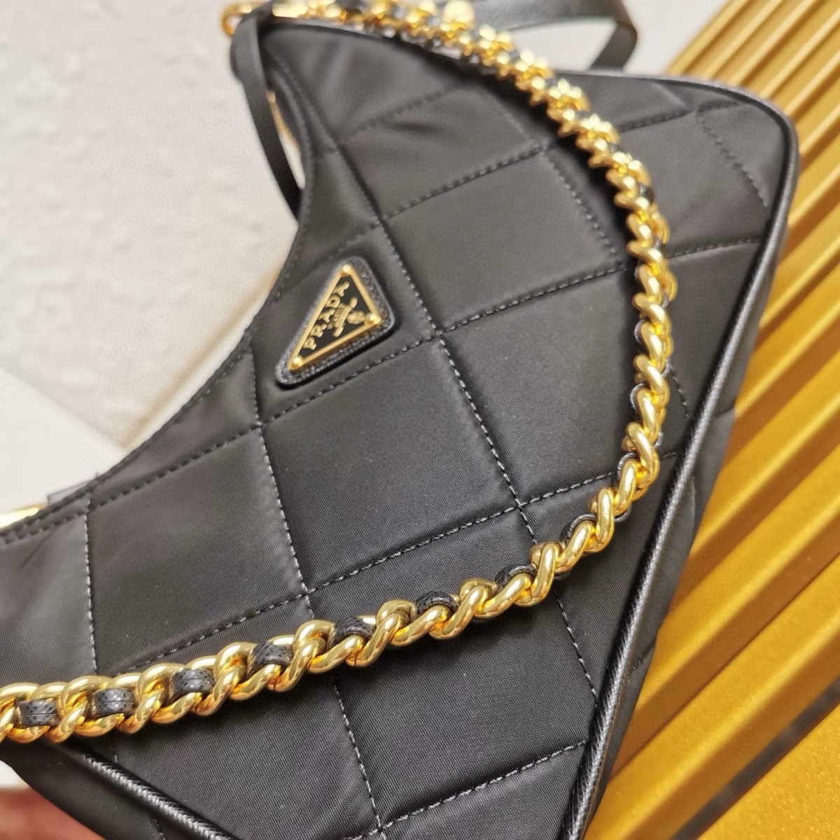 Prada Re-Edition 1995 Chaine Mini Bag in Black Re-Nylon - Image 5