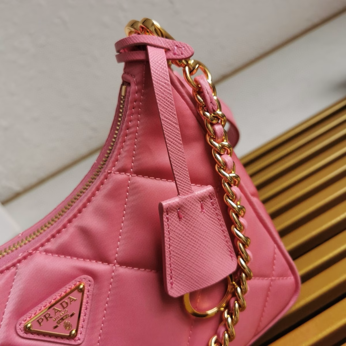 Prada Re-Edition 1995 Chaine Mini Bag in Pink Re-Nylon - Image 4