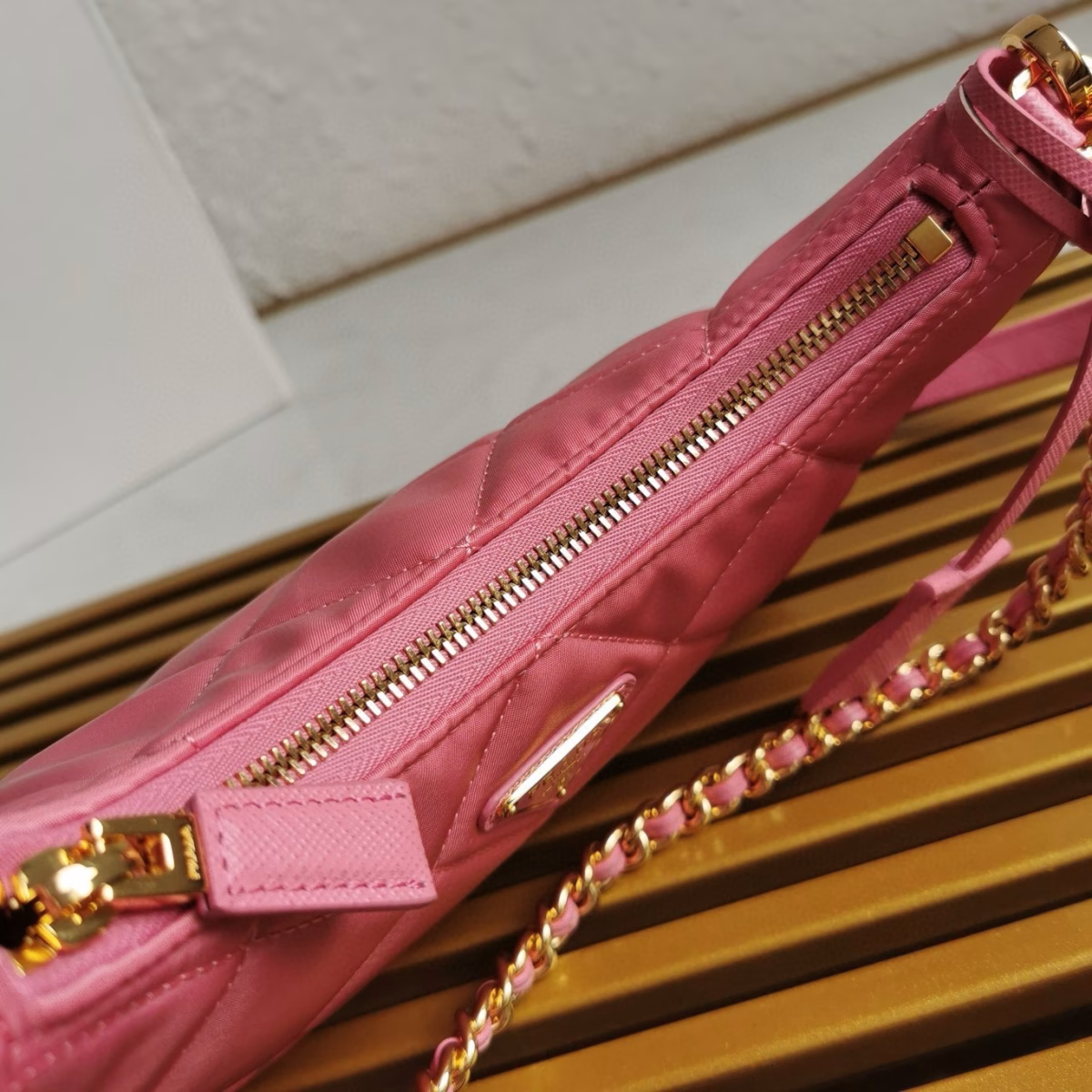 Prada Re-Edition 1995 Chaine Mini Bag in Pink Re-Nylon - Image 10