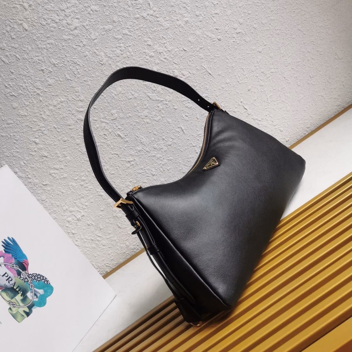 Prada Aimee Large Shoulder Bag in Black Leather - Image 9