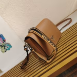 Prada Flap Shoulder Bag in Brown Grained Leather - Image 7