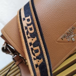 Prada Flap Shoulder Bag in Brown Grained Leather - Image 5