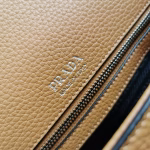 Prada Flap Shoulder Bag in Brown Grained Leather - Image 3