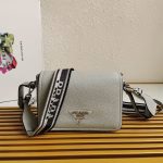 Prada Flap Shoulder Bag in Cornflower Grained Leather - Image 7