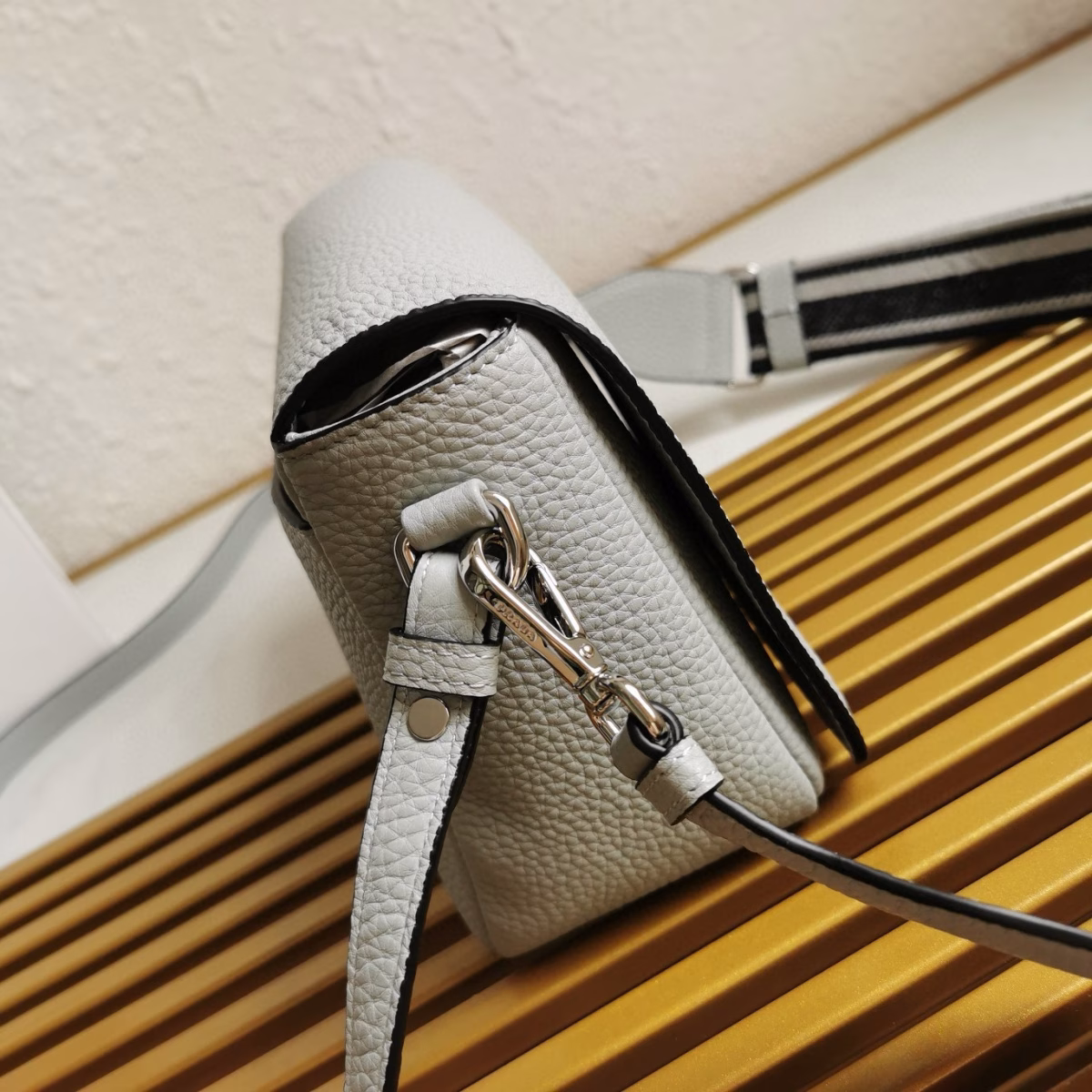 Prada Flap Shoulder Bag in Cornflower Grained Leather - Image 6