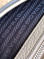 Prada Flap Shoulder Bag in Grey Grained Leather - Image 9