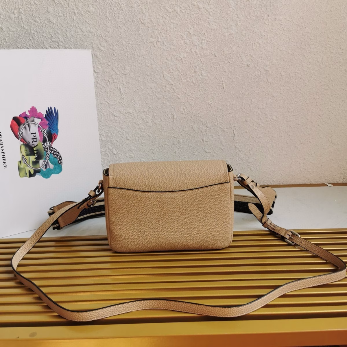 Prada Flap Shoulder Bag in Sand Grained Leather - Image 2