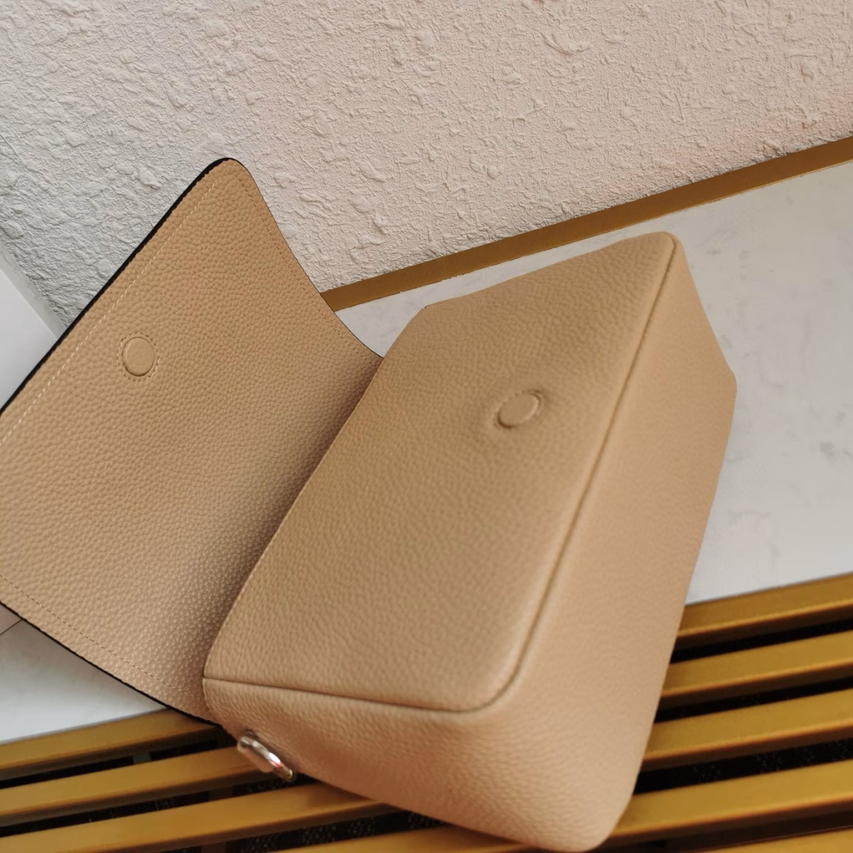 Prada Flap Shoulder Bag in Sand Grained Leather - Image 3
