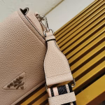 Prada Flap Shoulder Bag in Light Pink Grained Leather - Image 2