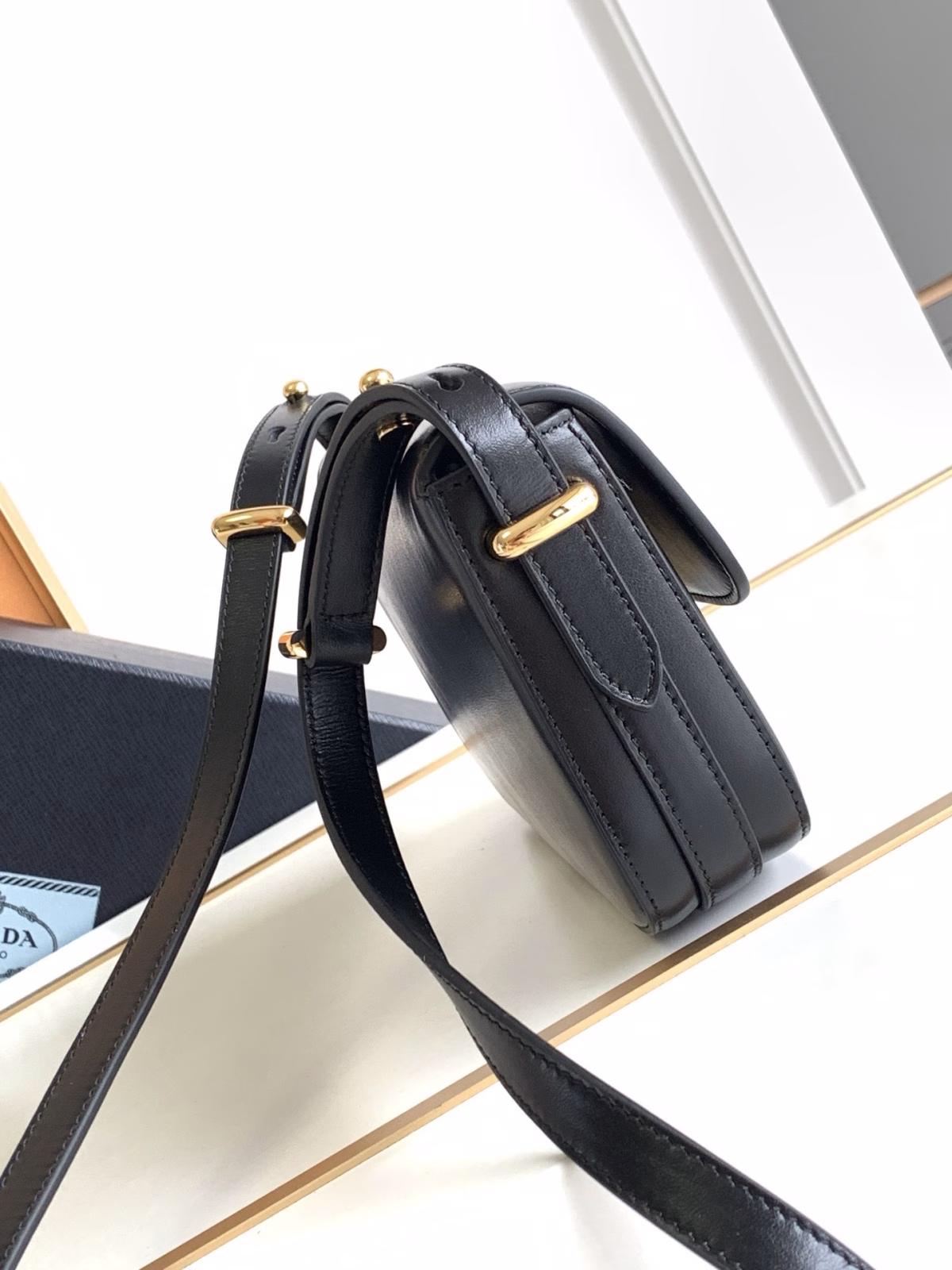 Prada Shoulder Bag in Black Smooth Calfskin - Image 10