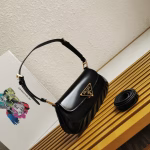 Prada Shoulder Bag in Black Brushed Calfskin - Image 6
