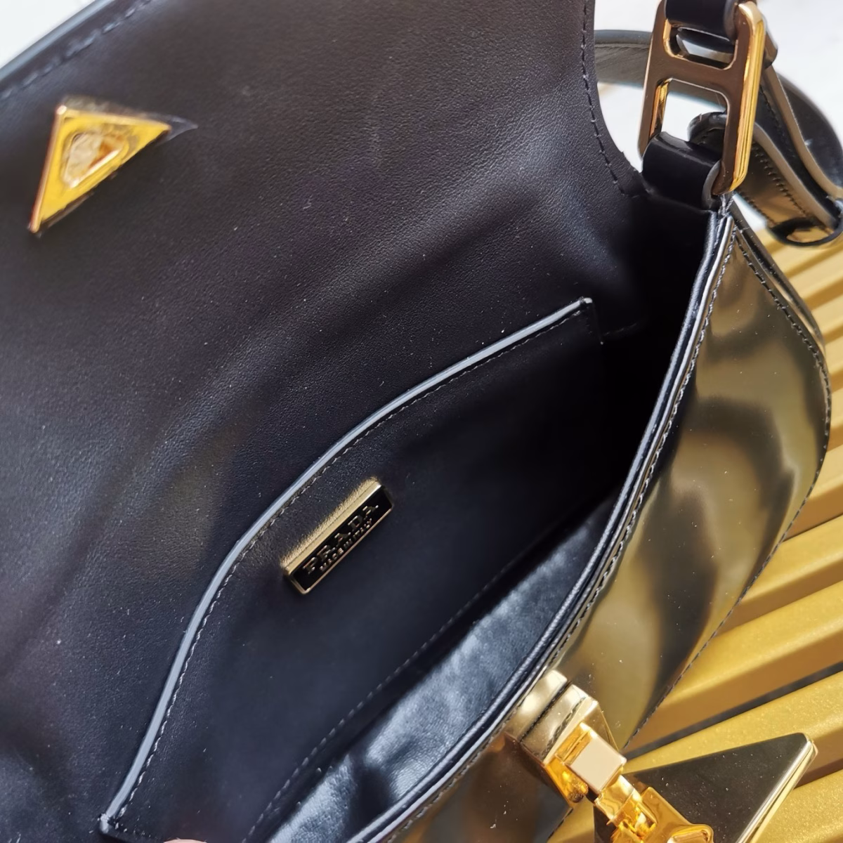 Prada Shoulder Bag in Black Brushed Calfskin - Image 2