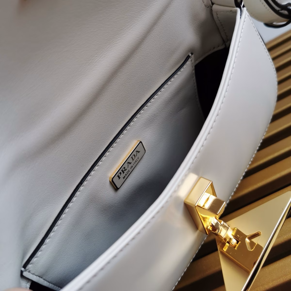Prada Shoulder Bag in White Brushed Calfskin - Image 9