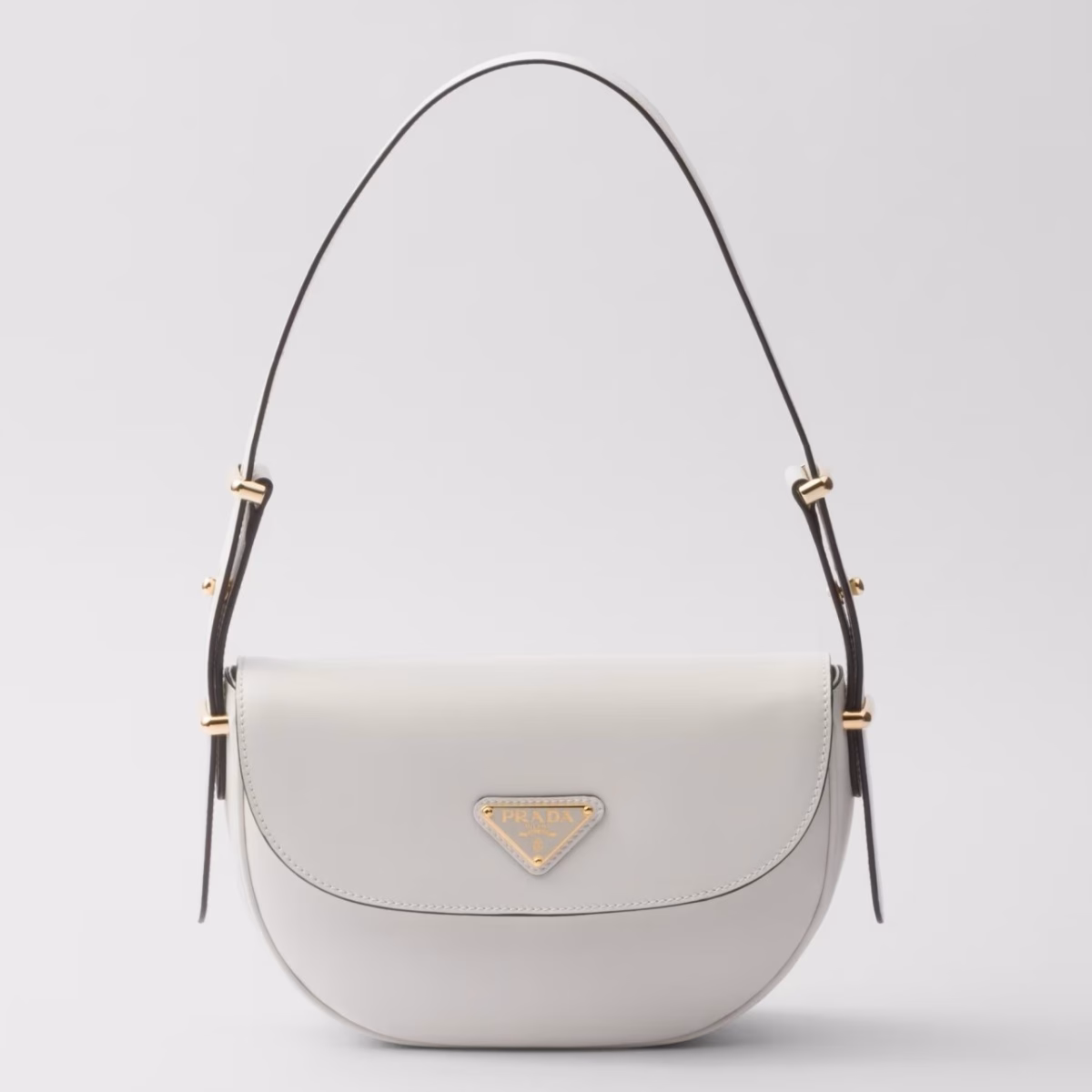 Prada Arque Shoulder Bag with Flap in White Leather - Image 1