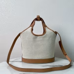 Prada Mini Buckle Bag in Linen Blend and Leather - Image 8