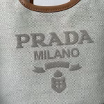 Prada Mini Buckle Bag in Linen Blend and Leather - Image 5