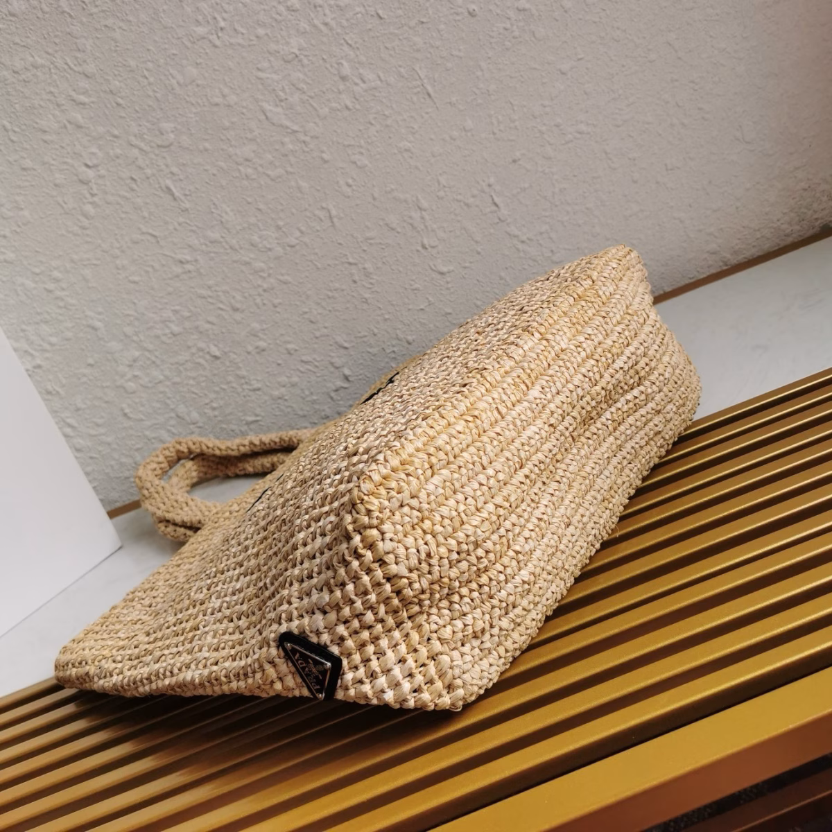 Prada Large Crochet Tote Bag in Beige Raffia-effect Yarn - Image 4