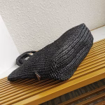 Prada Large Crochet Tote Bag in Black Raffia-effect Yarn - Image 8