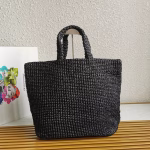 Prada Large Crochet Tote Bag in Black Raffia-effect Yarn - Image 10