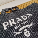 Prada Large Crochet Tote Bag in Black Raffia-effect Yarn - Image 2
