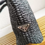 Prada Large Crochet Tote Bag in Black Raffia-effect Yarn - Image 3