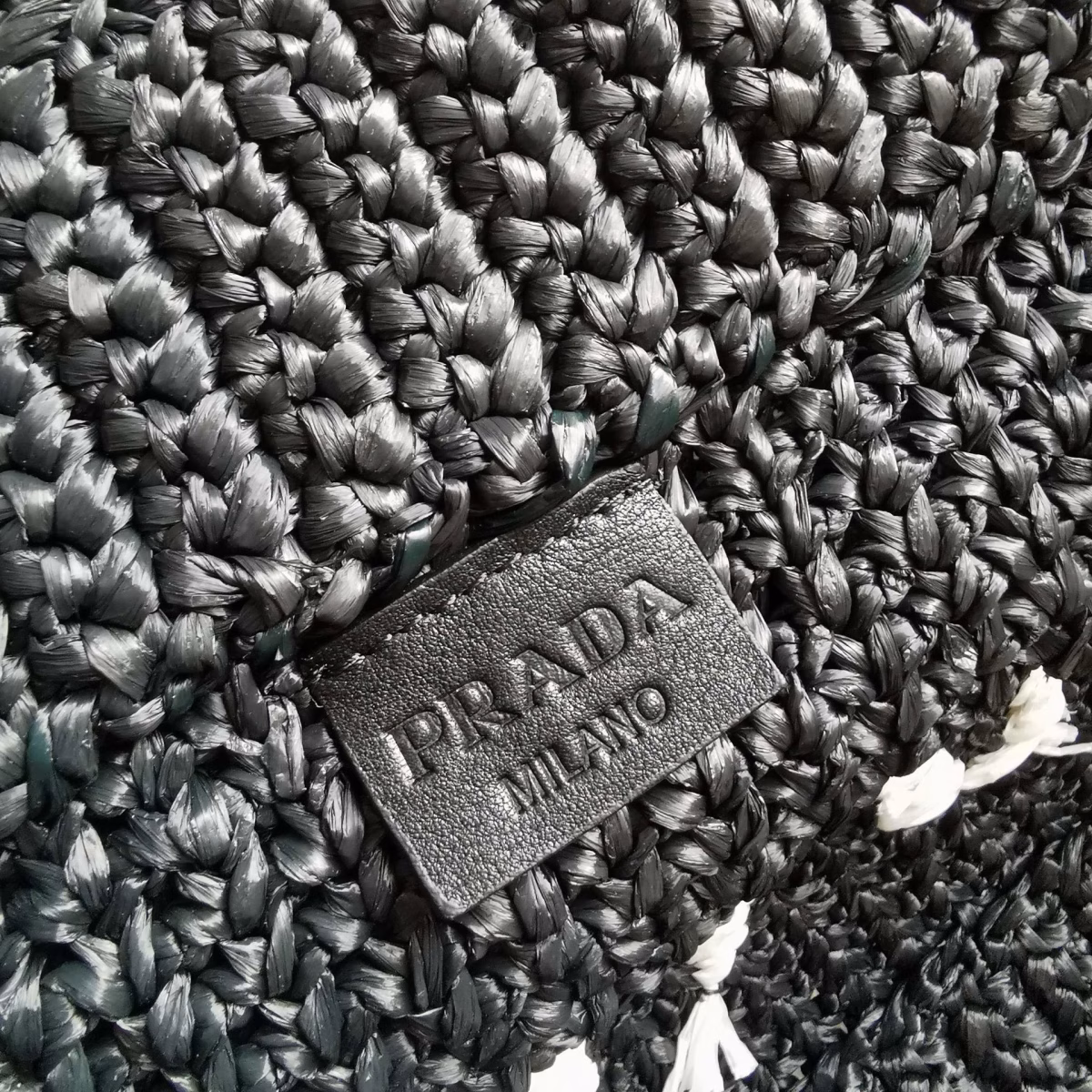 Prada Large Crochet Tote Bag in Black Raffia-effect Yarn - Image 5