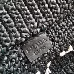 Prada Large Crochet Tote Bag in Black Raffia-effect Yarn - Image 5