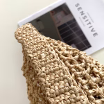 Prada Small Tote Bag In Beige Woven Raffia - Image 8