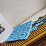 Prada Small Tote Bag In Blue Woven Raffia - Image 8