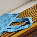 Prada Small Tote Bag In Blue Woven Raffia - Image 7