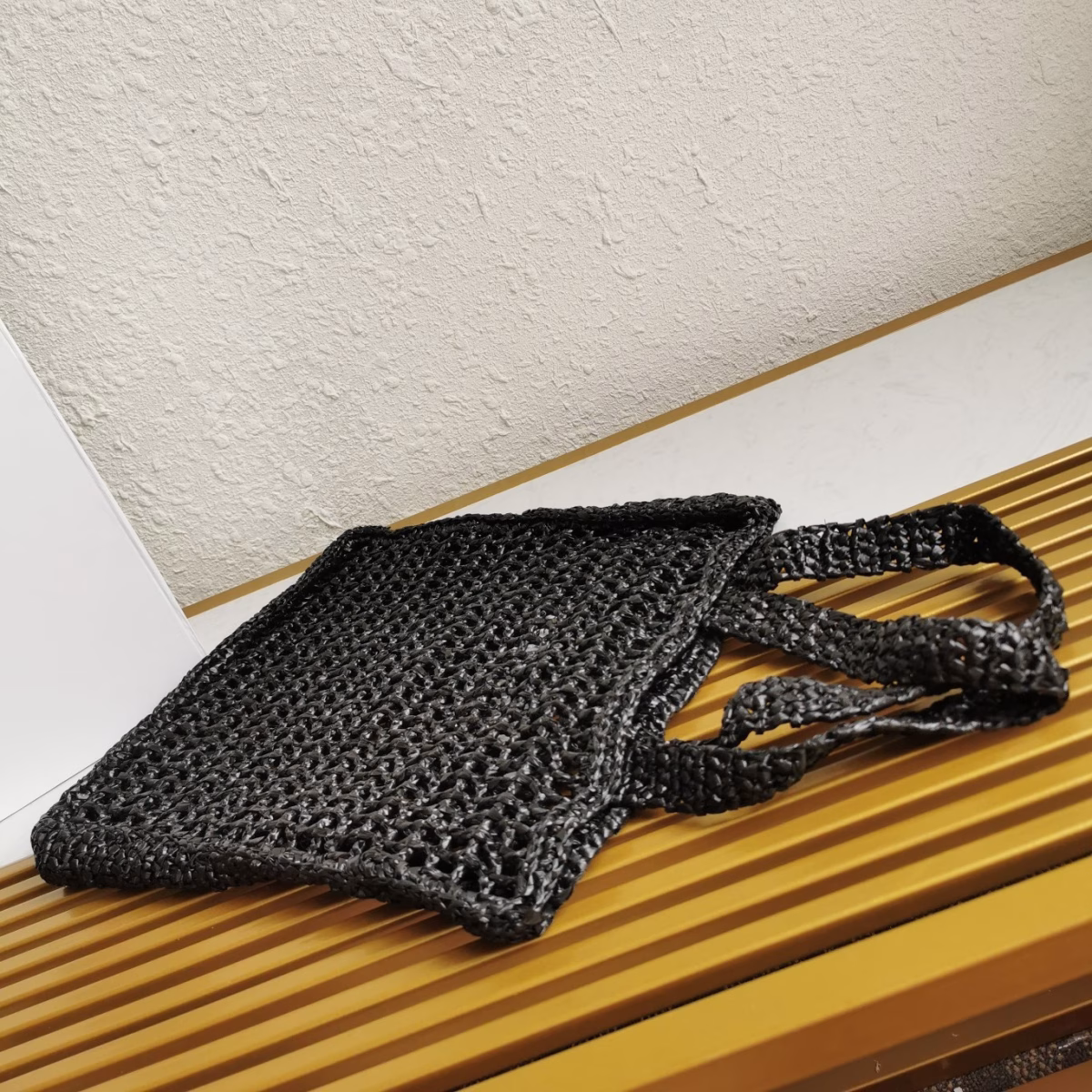 Prada Small Tote Bag In Black Woven Raffia - Image 6