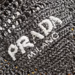 Prada Small Tote Bag In Black Woven Raffia - Image 5