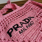 Prada Small Tote Bag In Pink Woven Raffia - Image 7