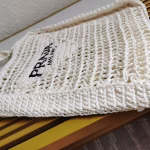 Prada Small Tote Bag In White Woven Raffia - Image 7