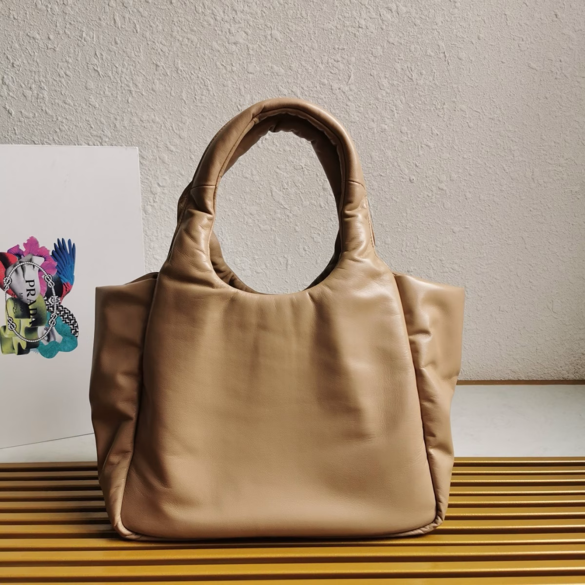 Prada Medium Tote Bag in Beige Nappa Leather - Image 4