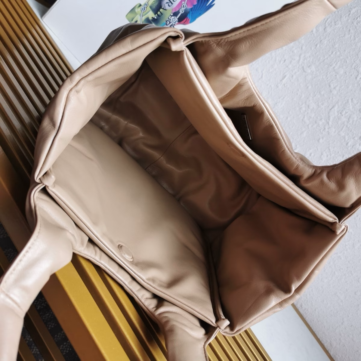 Prada Medium Tote Bag in Beige Nappa Leather - Image 10