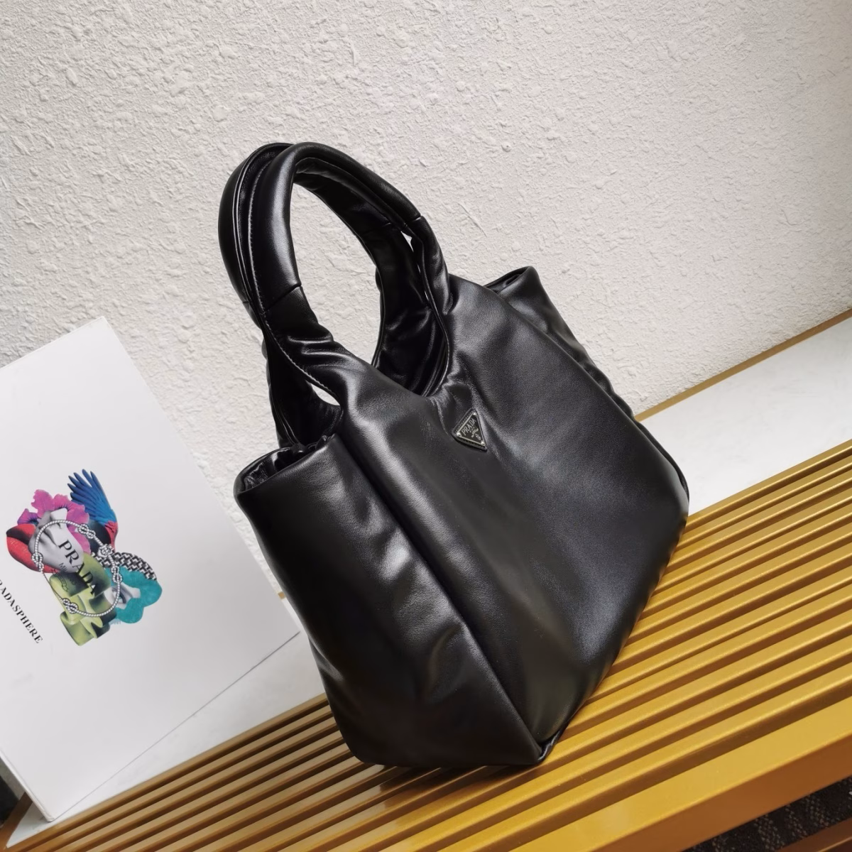 Prada Medium Tote Bag in Black Nappa Leather - Image 2