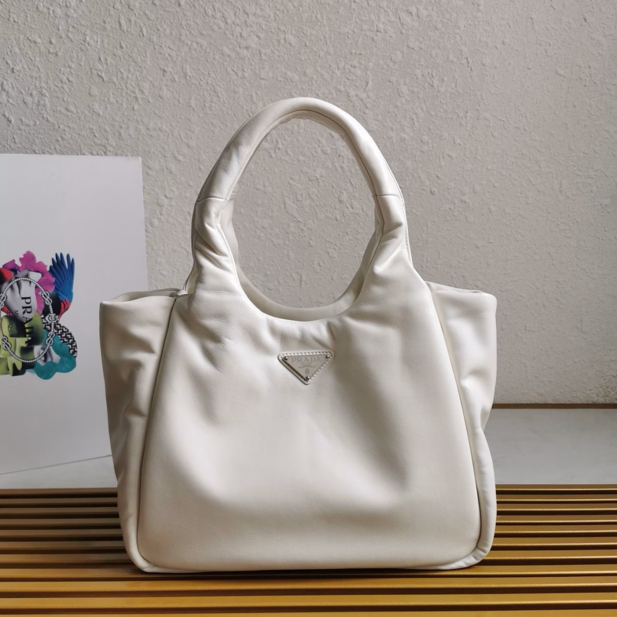 Prada Medium Tote Bag in White Nappa Leather - Image 4