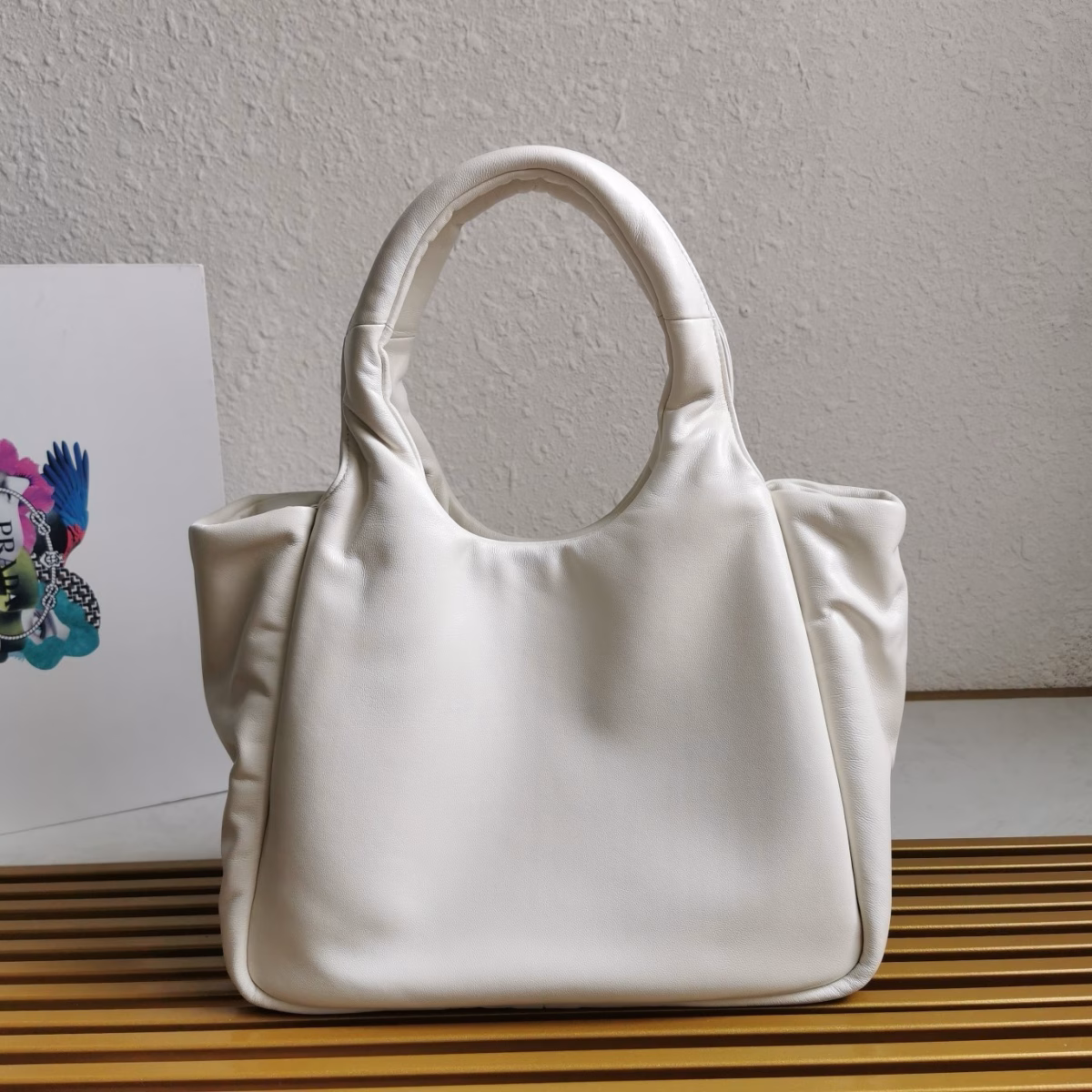 Prada Medium Tote Bag in White Nappa Leather - Image 8