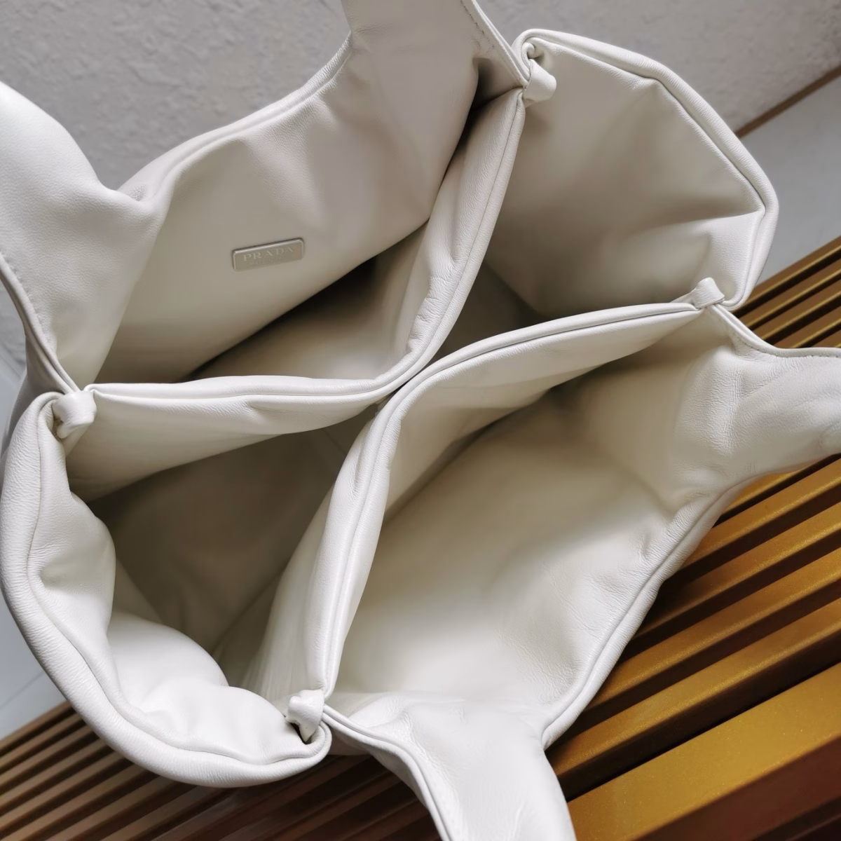 Prada Medium Tote Bag in White Nappa Leather - Image 9