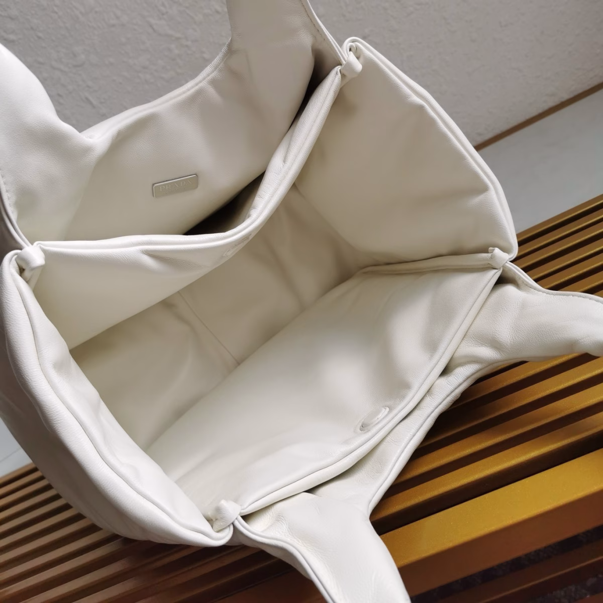 Prada Medium Tote Bag in White Nappa Leather - Image 7