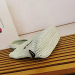 Prada Small Crochet Tote Bag in Aqua Raffia-effect Yarn - Image 6