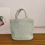 Prada Small Crochet Tote Bag in Aqua Raffia-effect Yarn - Image 2