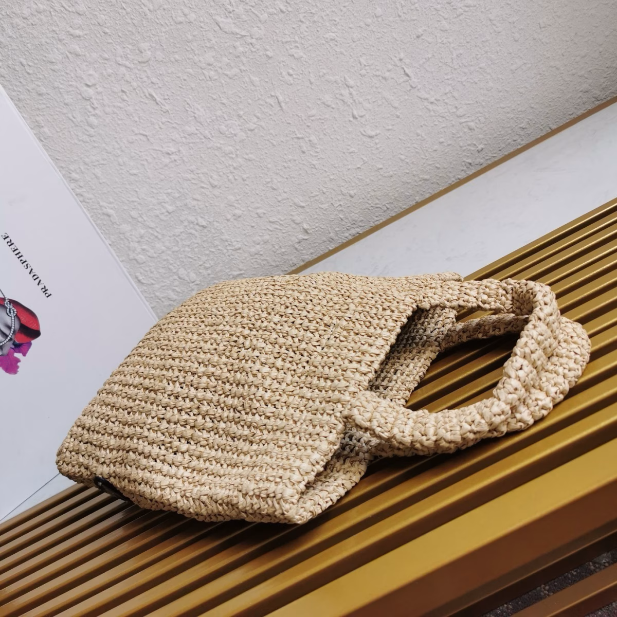 Prada Small Crochet Tote Bag in Beige Raffia-effect Yarn - Image 8