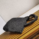 Prada Small Crochet Tote Bag in Black Raffia-effect Yarn - Image 9