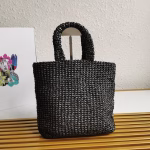 Prada Small Crochet Tote Bag in Black Raffia-effect Yarn - Image 10